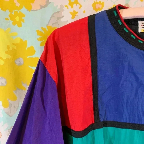 Mens colorblock 80s lightweight pull over crew neck sweater - Picture 9 of 11